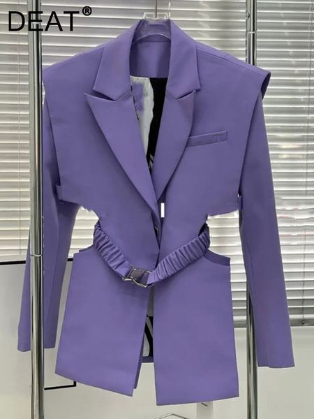 

women's suits blazers deat fashion spring autumn blazer coat elastic waist hollow women lapel pocket notched high street style lady clo, White;black