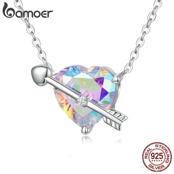 

pendant necklaces genuine 925 sterling silver cupid necklace for women fine jewelry adjustable bling heart link chain bsn255 230307
