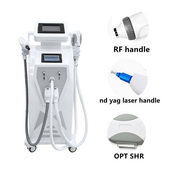 

double screen 3 in 1 ipl opt acne scar laser tattoo laser hair removal machine q switch nd yag high frequency beauty equipment, Black