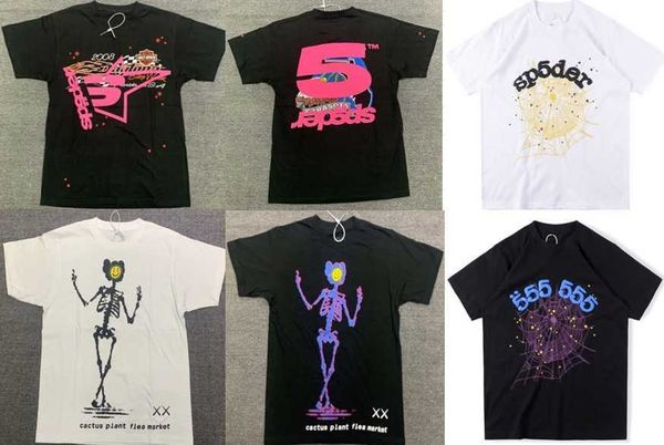 

men's t-shirts t-shirts spider 555 tee short sleeve young pink thug star t-shirt high street fashion classic luxury brand j297 casula, White;black