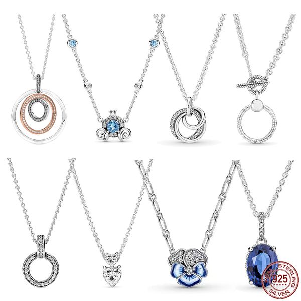 

925 silver fit pandora necklace pendant heart women fashion jewelry sapphire pumpkin car pendant necklace 104211