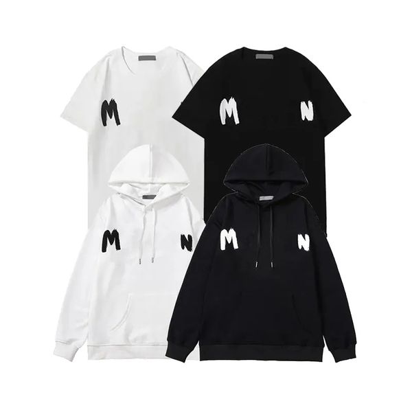 

mens t shirts letter print luxury hoodies designer fashion sweatshirts short sleeve pullover loose lovers clothing black white 3xl, White;black