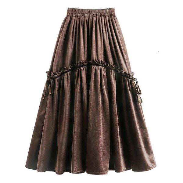 

skirts spring autumn vintage all-match irregular skirts chic ruffles korean women's clothes long skirts for women fashion 230308, Black