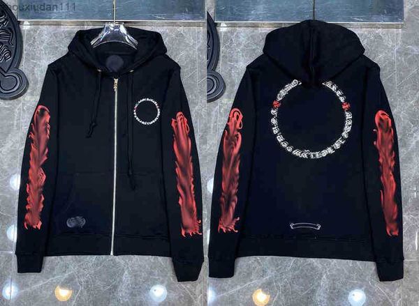 

classic fashion quality ch hoodie autumn winter sweatshirts designer mens luxury zipper sweater horseshoe phantom cross print hooded womanwb, Black