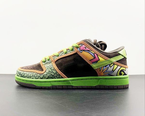 

duks low de la soul running shoes safari/altitude green-baroque brown casual shoes outdoor sports sneakers with box