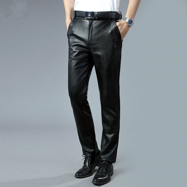 

women's pants s leather men's autumn and winter cowskin straight business casual youth thickened trousers 230308, Black;white