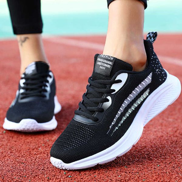 

dress shoes 2022 women casual shoes fashion breathable walking mesh flat sneakers women vulcanized shoe footwear baskets femme, Black