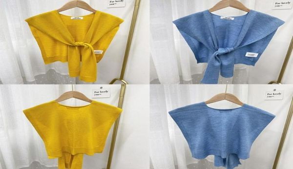 

neck ties m7dd women autumn knit shawl scarf solid color tie knot front shoulder wrap cardigan sweater cape detachable false colla1119800, Blue;purple