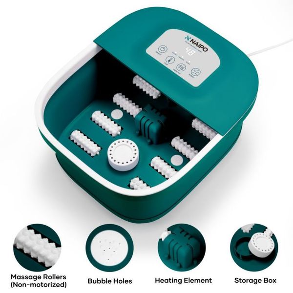 

conair home foot spa with massage and heat, bubbles, 8pcs rollers foot soaking tub feet stress relief foot massager machine spa