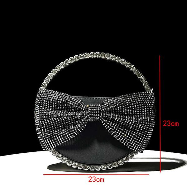

handle shining crystal rhinestones evening clutch bag purses and handbag luxury designer round shoulder bag purse party bags 230308