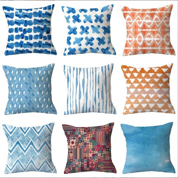 

pillow cover geometric pillow case blue print throw pillows case simple room home decorative pillowcase sofa couch cushion cover bedding sup
