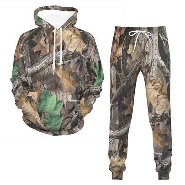 

men s polos tree camouflage 3d printed outfits autumn men women daily casual fashion tracksuit personality hoodie pants suit 230308, White;black