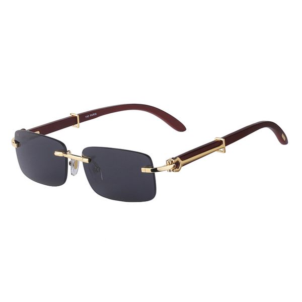 

new wood grain mirror leg sunglasses for men's fashion frameless small frame sunglasses for women's fashion high-end sense wholesa, White;black