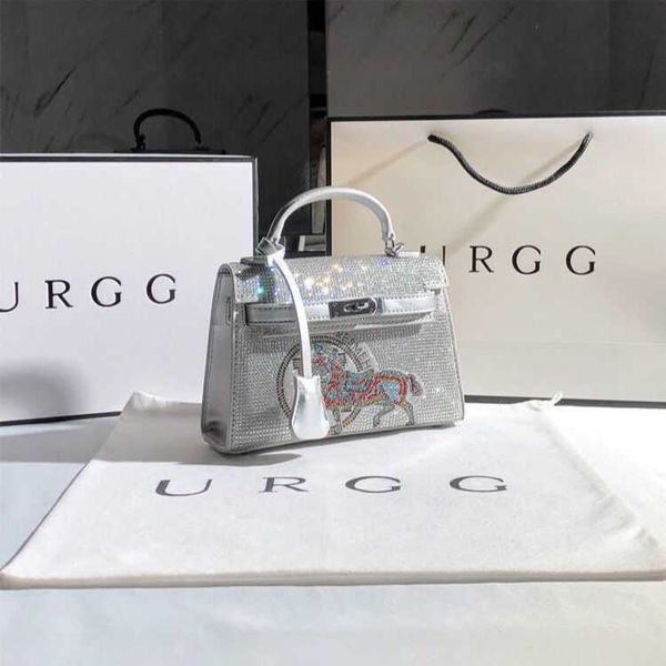 

designer original herms rhinestone bag women 2023 new fashionable second generation mini kel1ys with diamonds