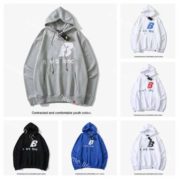 

nb designer hoodies new balances classic solid color hoodie men women couple sweatshirt pullover lovers clothing streetwear men a12, Black
