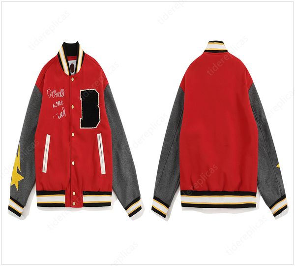 

2023 cotton coat designer jackets bomber mens jacket windbreaker varsity windbreak stamping casual flying shark baseball jacket padded woole, Black;brown