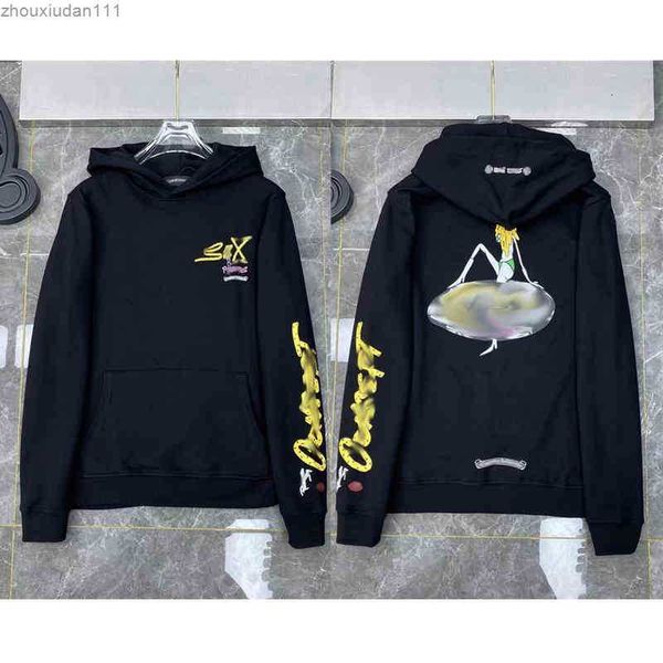 

mens loose brand ch sweatshirts classic designer hoodie horseshoe sanskrit print luxury zipper jacket pullover hooded coat fashionwhxl, Black