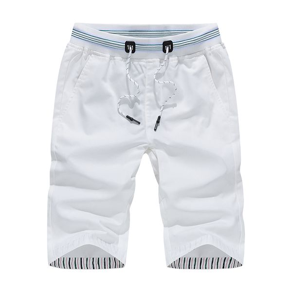 

men's shorts myazhou summer british fashion casual shorts men's cotton slim cropped trousers solid color elastic waist s4xl 230307, White;black