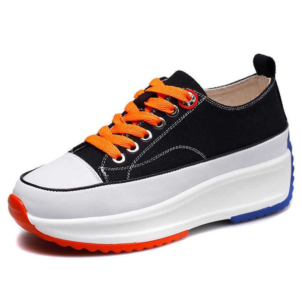 

dress shoes canvas sneaker wedge heels women vulcanize shoes platform shoes for girls women casual shoes plattform sneaker for ladies, Black