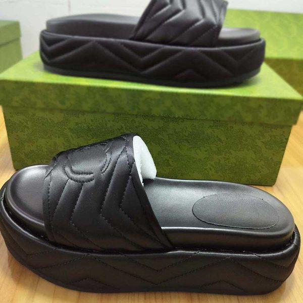 

slipper luxury designer sandal lady slides platform wedge rainbows summer slippers for women men ladies brands dearfoam rubber beach pink, Black