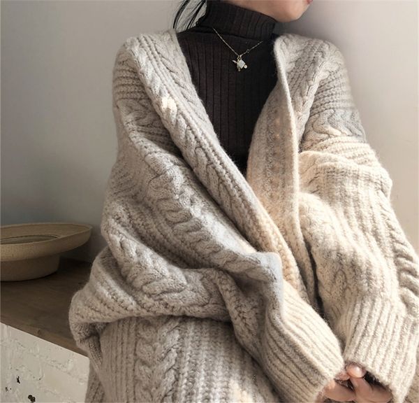 

women's knits tees lmq women korean casual long sweater cardigan soft comfortable solid size loose sleeve female bat knitted 230308, White