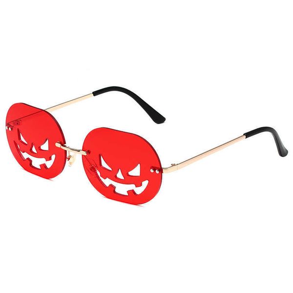 

halloween pumpkin sunglasses personalized men women fashion eyeglasses oval oversize frame hollow out funny eyewear, White;black