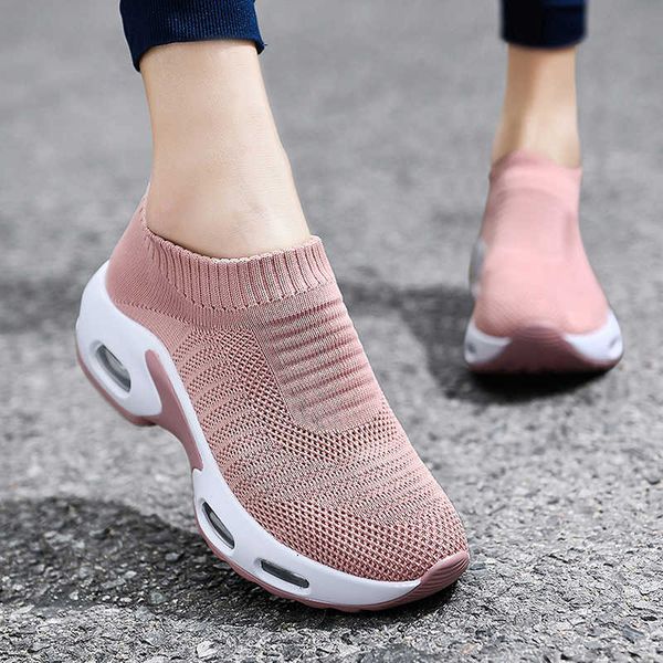

dress shoes women sneakers 2021 spring flat shoes slip on platform sneakers for women black breathable mesh sock sneakers shoes