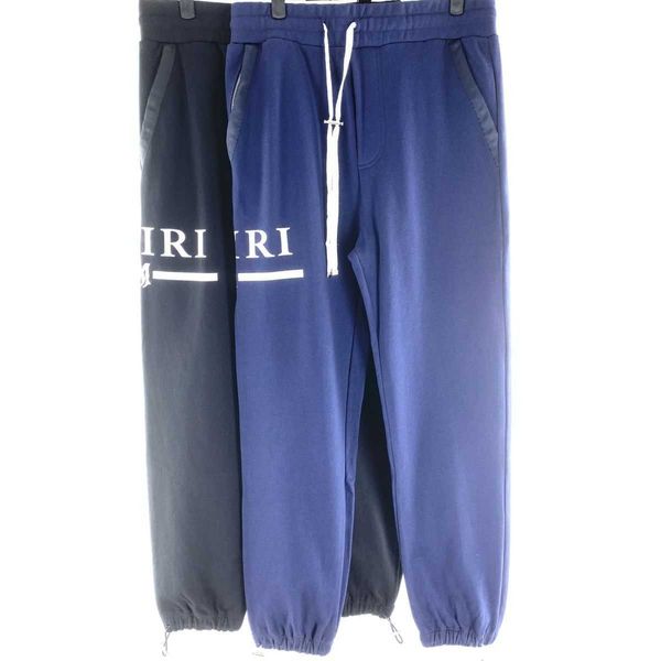 

pants ammri high street fashion zipper pocket drawcord stripe letter print casual loose blue designer brand niche ins celebrity leisure rz9b, Black