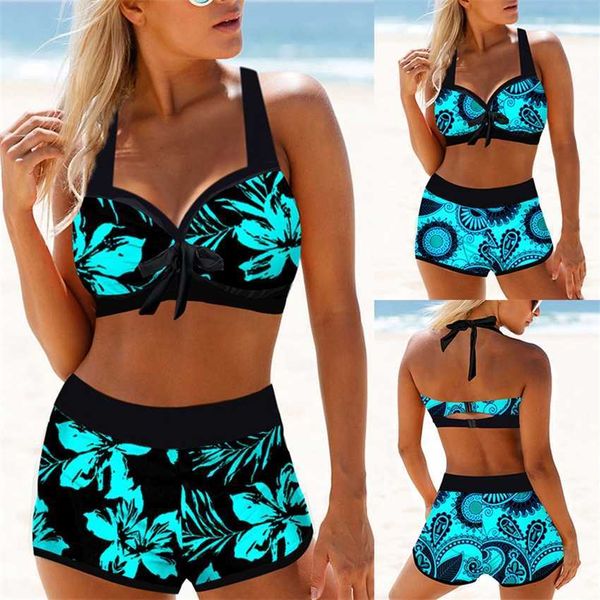 

2023 new bikini swimsuit women's split high waist printed bikini swimsuit, White;black