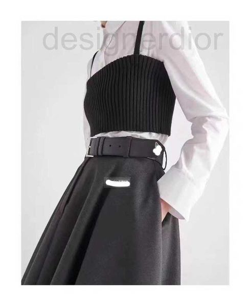 

women's jeans designer p family's new mid-length skirt in early spring (with belt) high-waist casual umbrella cool and handsome ge, Blue
