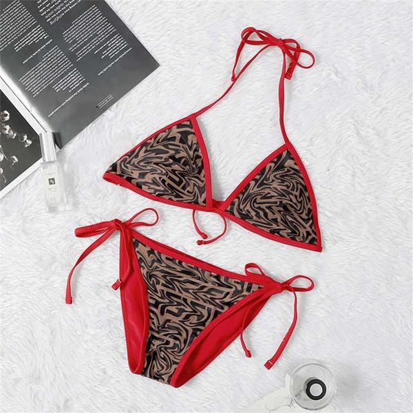

swimsuit fashion brand bikini women's letter print split bandage spring resort swimsuit, White;black