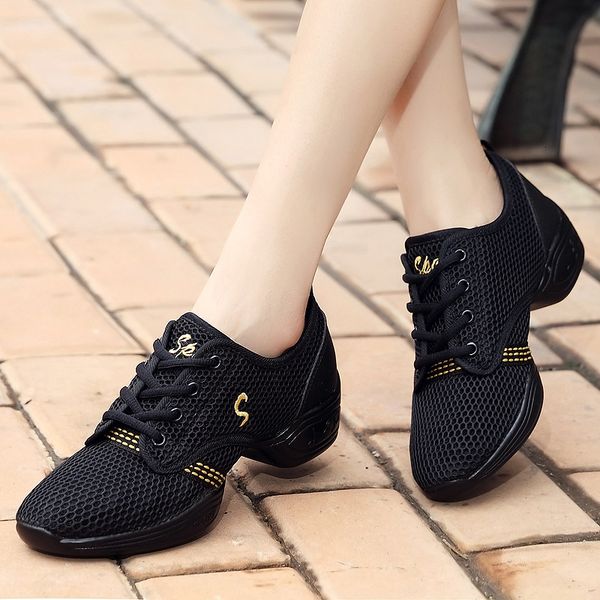 

dress shoes light breathable women's sneakers dancing shoes soft outsole designer shoes for woman jazz dance shoes gym trainer zapatos, Black