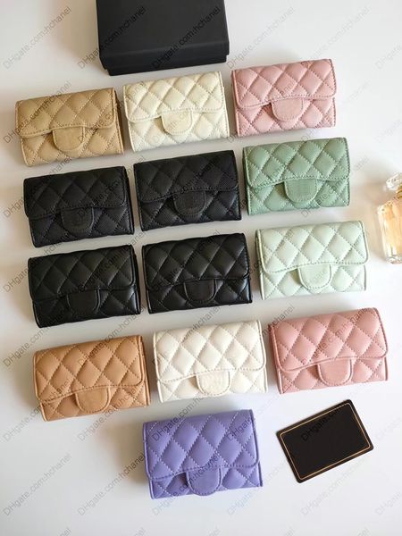 

luxury designer wallet france paris plaid caviar style woman mini card holders pure color genuine leather sheepsk274a, Red;black