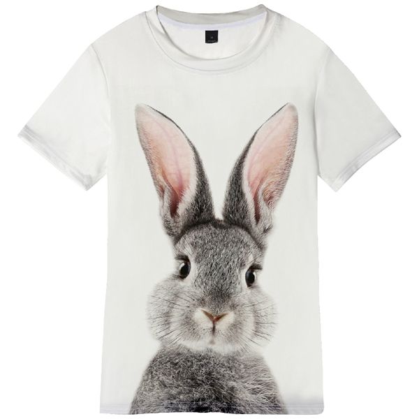 

women's personality short sleeve t shirt easter bunny rabbit 3d digital printed summer t-shirts casual plus size tees for women, White