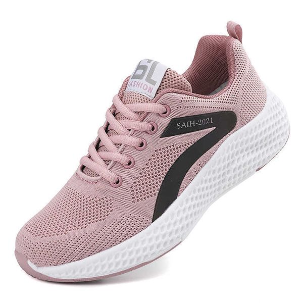 

dress shoes women sneakers plus size mesh sports shoes running female footwear athletic tennis trainers flying knit breathable ing, Black