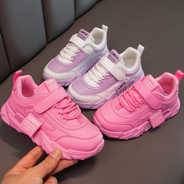 

kid shoesgirls' sports shoes 2023 spring and autumn new student versatile running shoes soft soled children's shoes girls leather, Black