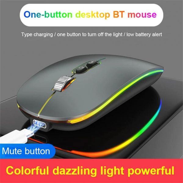 

dual mode bluetooth 2.4g wireless mouse one-click deskfunction type-c rechargeable silent backlight mice for lappc