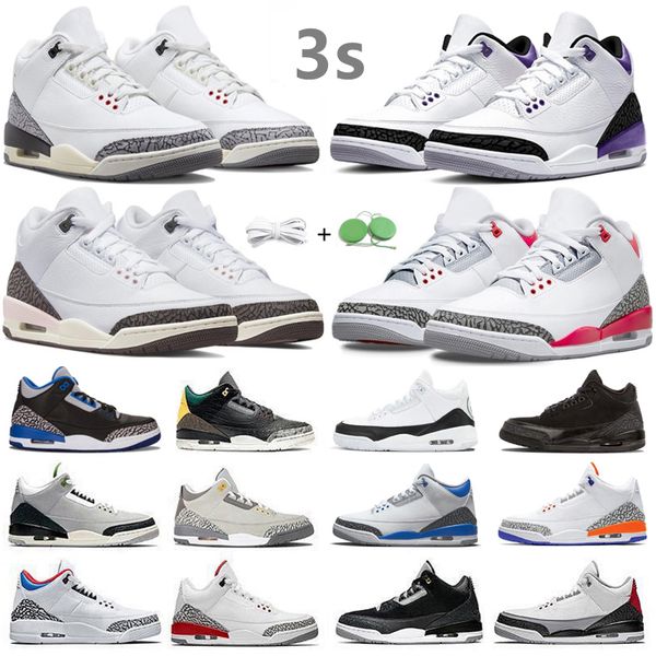 

2023 jumpman 3 3s mens basketball shoes white cement reimagined fire red dark iris cardinal muslin court purple rust pink black cat men wome