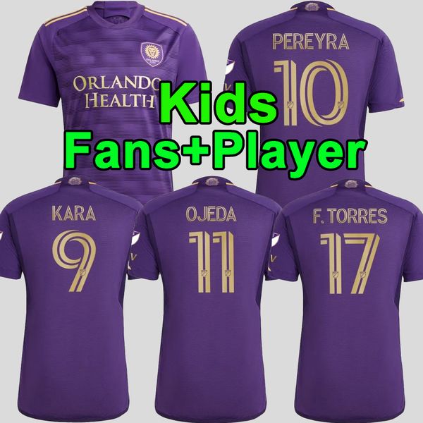 

mls 2023 2024 orlando city home soccer jerseys 23 24 kara pereyra ojeda f.torres football shirt uniforms fans player version men gk kids kit, Black;yellow