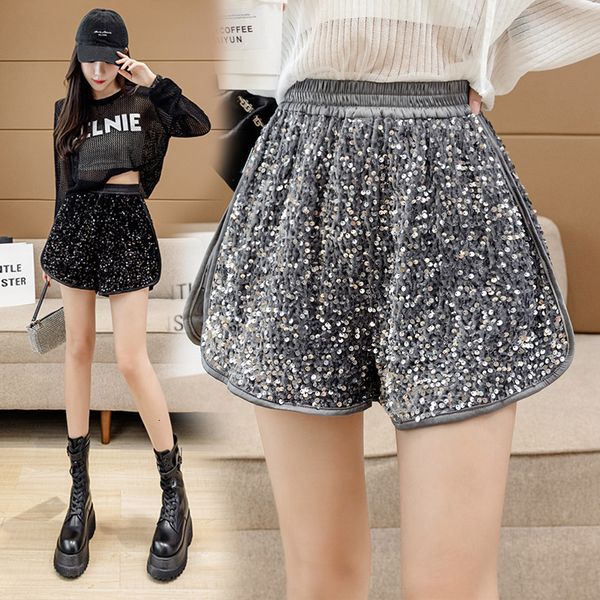 

women's shorts ladies korean fashion high wasited sequins splicing short casual girls cute glittering booty female outerwear 230308, White;black