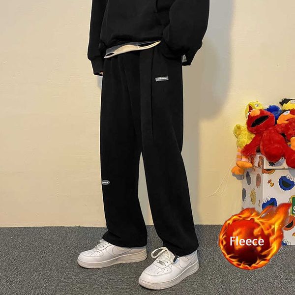 

men's pants autumn new fashion joggers pants men drawstring trousers casual comfortable tracksuit sweatpants plus size gym tie leg pant, Black