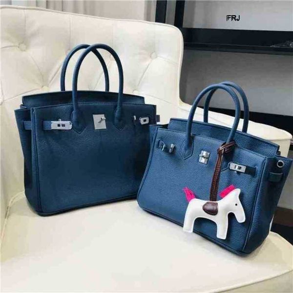 

designer bags birkin handbags new color inside and outside full leather platinum bag denim blue head cowhide litchi p16z have logo frj