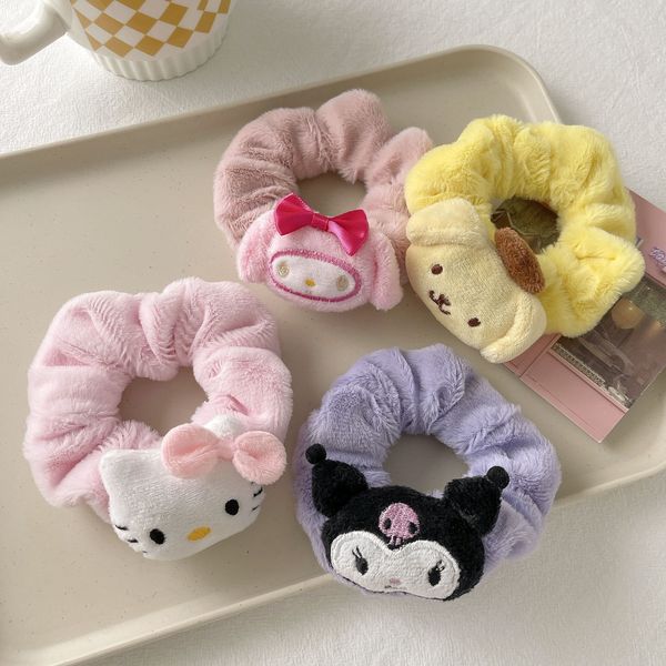 

5 colors fashion kuromi cinnamoroll charms hairband girls elastic hair band accessories, Slivery;white