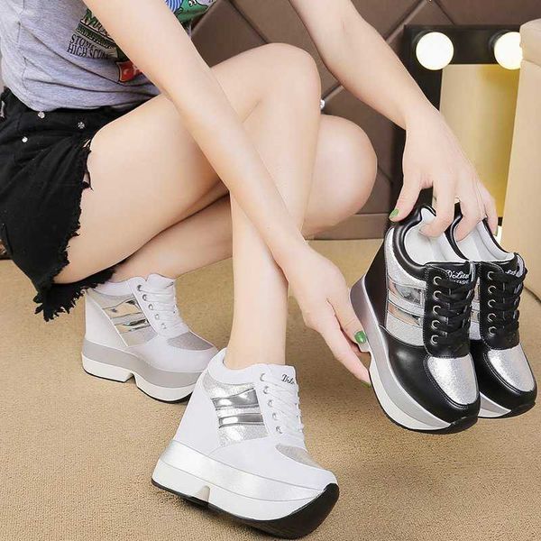 

dress shoes autumn color collision vulcanized shoes women thick bottom height increasing shoes woman platform zapatos leopardo mujer 12cm, Black