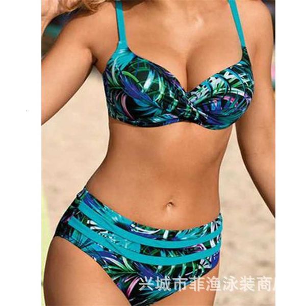 

2023 printed hard pack split bikini women's swimsuit, White;black
