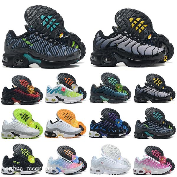 

shoes mens trainers womens kids sneakers triple white hyper blue green sports 2022 designer tn plus 28-35, Black