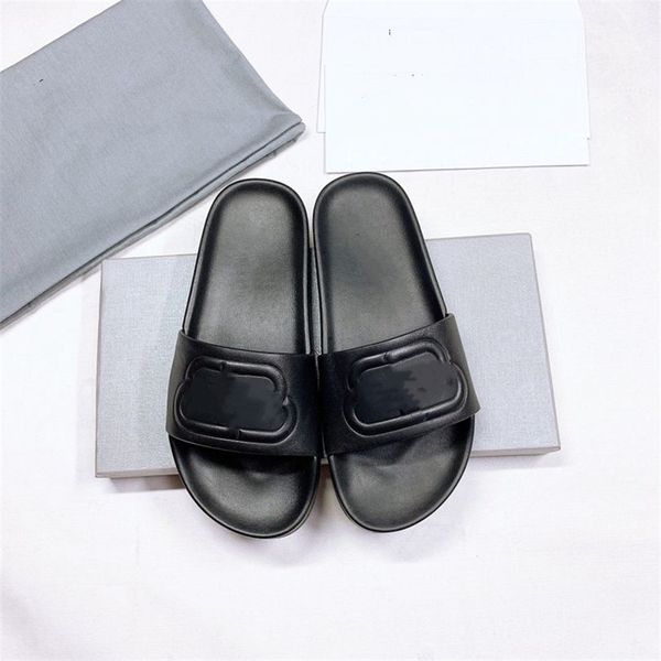 

fashion slippers 2023 luxury design summer balencaigaity men and women flat shoes thick sole leather rubber letter logo casual cartoon slipp, Black