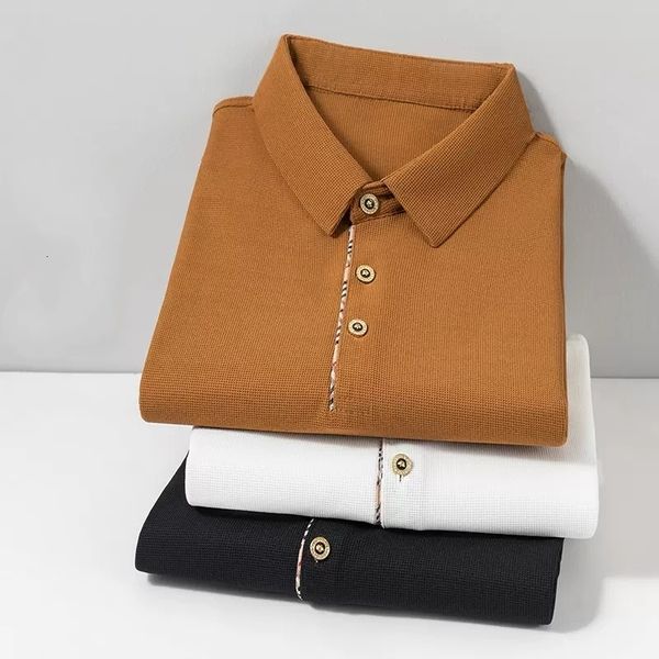 

men's polos 6 colors men's long sleeve solid polo t shirt spring autumn men comfortable breathable fabric business casual polos 23, White;black