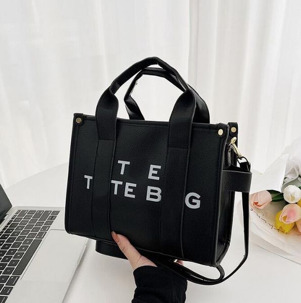 

luxury the tote bag designer women mini large canvas leather crossbody shoulder handbags with strap black pink totes bags handbag marc j003, Black;red