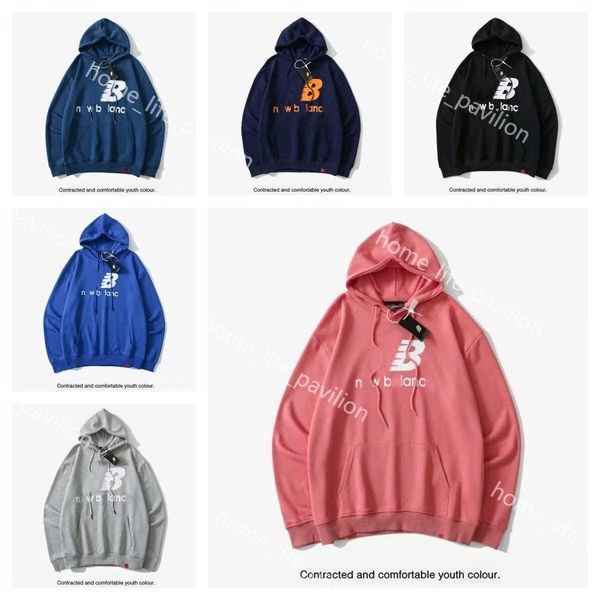 

nb designer hoodie new balances solid color classic hoodies men women couple sweatshirt couple streetwear pullover lovers clothing men a02, Black